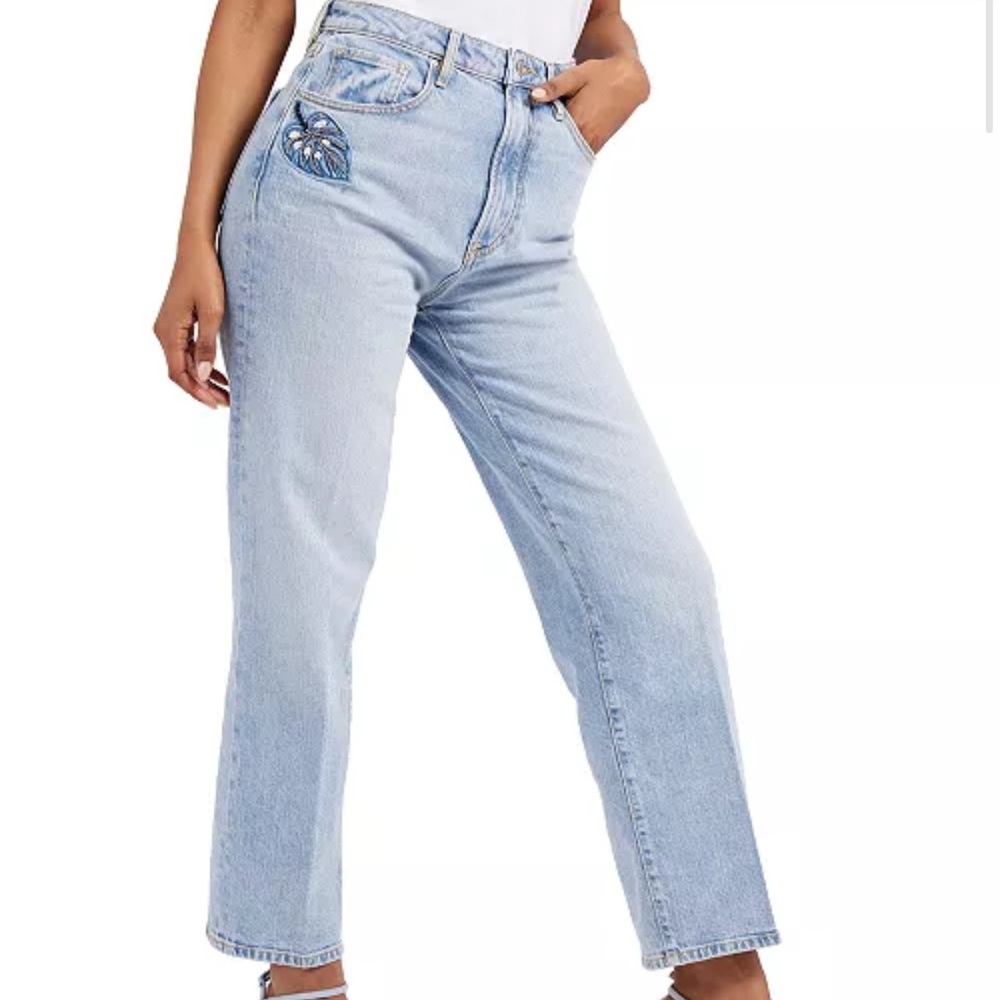 Guess Womens Melrose Denim Light Wash Straight Leg Jeans
